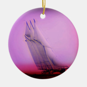 Ornement En Céramique Vintage Racing Yacht Ornament