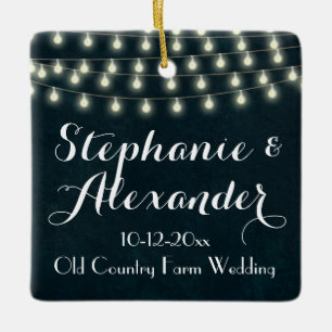 Ornement En Céramique Vintage Rustic String Lights Mariage Keepsaké