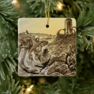 Ornement En Céramique Vintage Science Fiction Aliens Planète Constructio