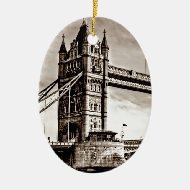 Ornement En Céramique Vintage Sepia London Tower Bridge (Devant)
