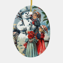 Vintage Snowman & Enfants