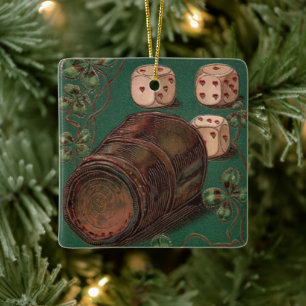 Ornement En Céramique Vintage St. Patrick's Day, Good Luck Irish Dice