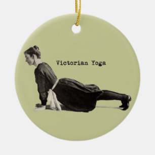 Ornement En Céramique Vintage Yoga Woman Up Chien Antique