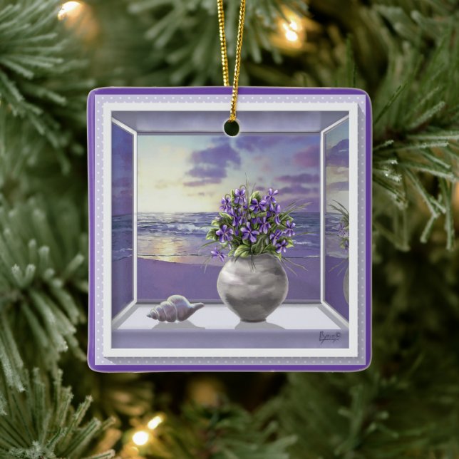 Ornement En Céramique violettes dans un bocal de lune (Arbre)