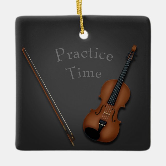 Ornement En Céramique Violon miniature & Bow Personnalisé (Devant)
