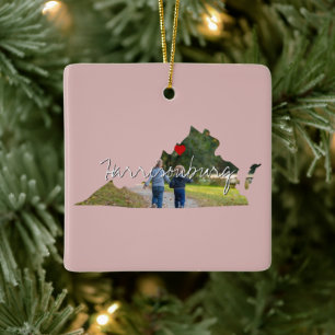 Ornement En Céramique Virginia State Photo insert and town name