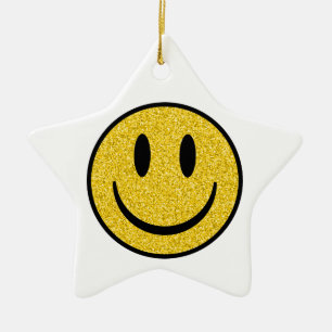 Ornement En Céramique Visage de sourire parties scintillant