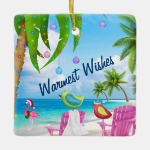 Ornement En Céramique Voeux chauds personnalisés Oiseaux Plage Noël
