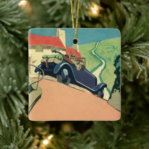 Ornement En Céramique Voiture convertible vintage voyage dans le pays