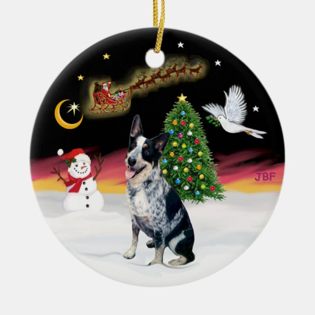 Ornement En Céramique Vol de nuit - Australian Cattle Dog (Devant)