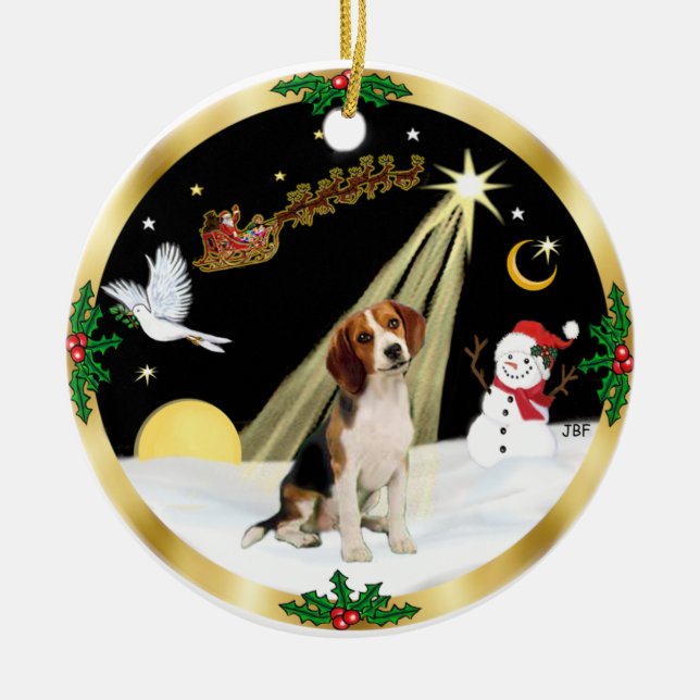Ornement En Céramique Vol de nuit - Beagle (Devant)