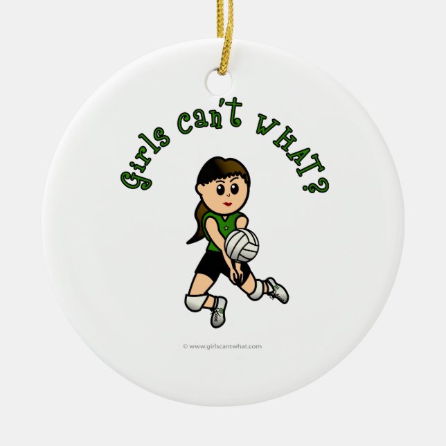 Ornement En Céramique Volley-ball léger en vert (Devant)