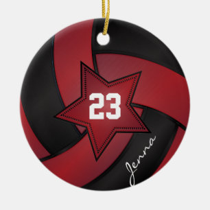 Ornement En Céramique Volley-ball Red et Black Star