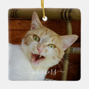Ornement En Céramique Votre nom de script photo Cat Chien Gardien de l'a