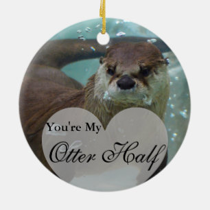 Ornement En Céramique Votre Otter à mi-Brown River Otter nage
