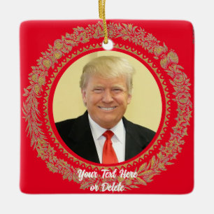 Ornement En Céramique Votre texte/couleur Donald Trump Christmas Wreath 