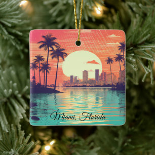 Ornement En Céramique Voyage coloré vintage rétro Miami Floride