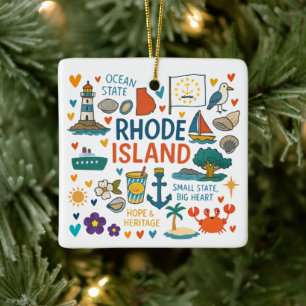 Ornement En Céramique Voyage de famille personnalisé à Rhode Island pour