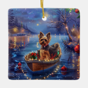 Ornement En Céramique Voyage de fête de Noël du Biewer Terrier
