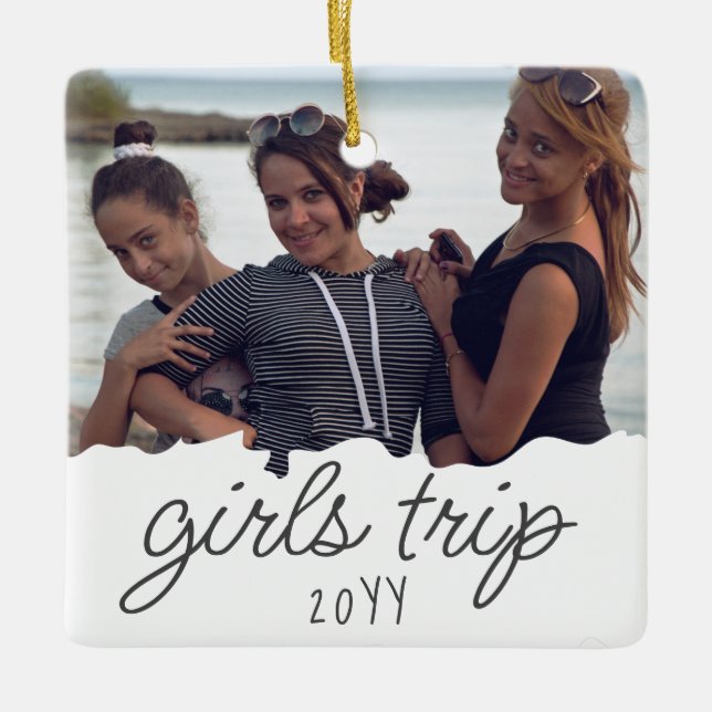 Ornement En Céramique Voyage sur mesure pour filles | Filles weekend Get (Devant)