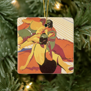 Ornement En Céramique Voyage Vintage, Vacances sur un Navire de Croisièr