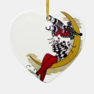 Ornement En Céramique Vue cosmique : Elfe sur la lune aventure