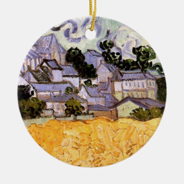 Ornement En Céramique Vue d'Auvers avec l'église de Vincent van Gogh (Devant)