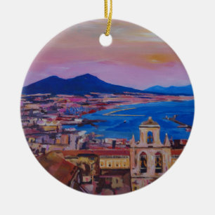 Ornement En Céramique Vue merveilleuse de ville de Naples avec le bâti