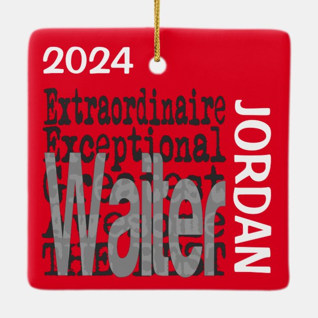 Ornement En Céramique Waiter Extraordinaire PERSONNALISÉ (Dos)