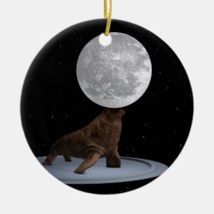 Ornement En Céramique Walrus Équilibrer La Lune