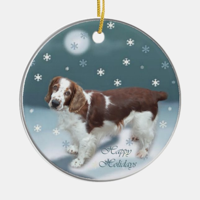 Ornement En Céramique Welsh Springer Spaniel Cadeaux de Noël (Devant)
