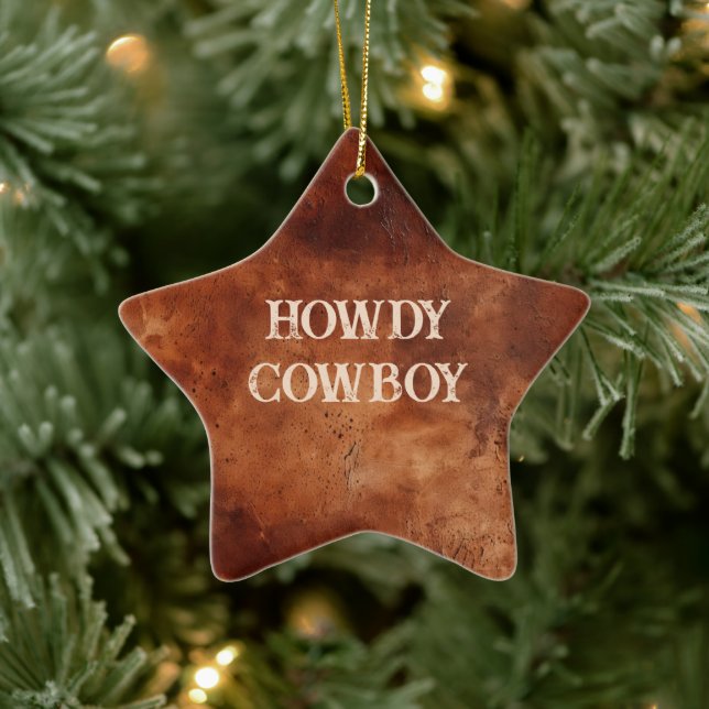 Ornement En Céramique Western Brown Howdy Cowboy Brown (Arbre)