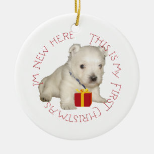 Ornement En Céramique Westie Puppy Premier Noël