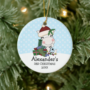 Ornement En Céramique Whimsical 3e Noël Père Noël Zebra Personnalisé