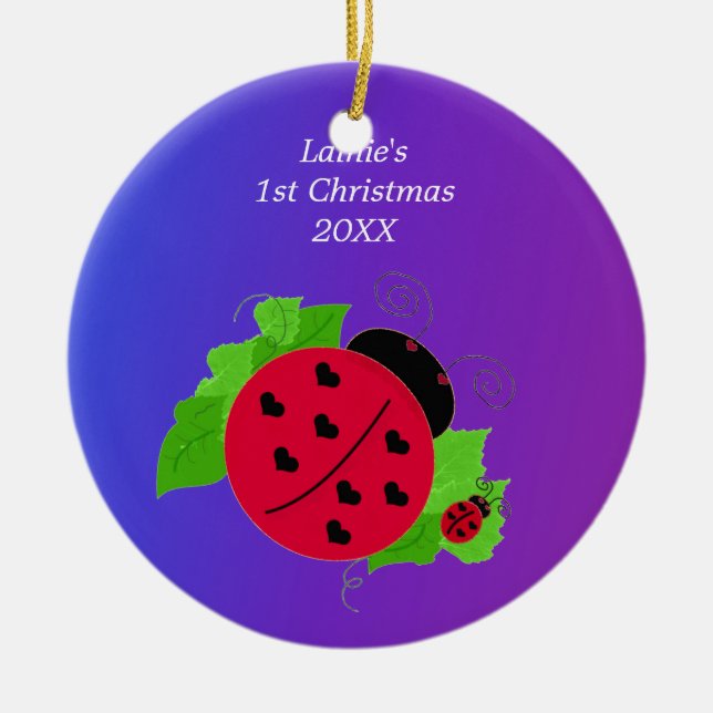 Ornement En Céramique Whimsical Ladybug Baby's 1er Christmas (Devant)