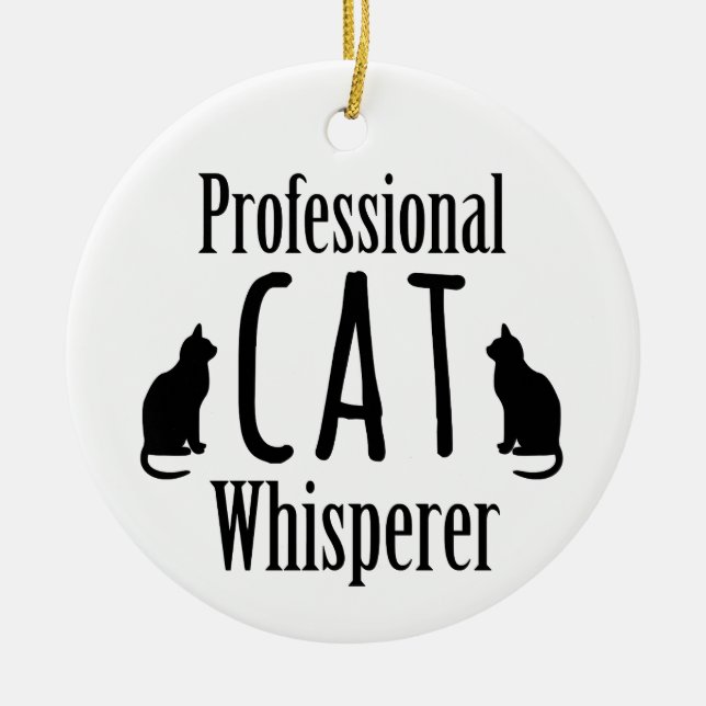 Ornement En Céramique Whisperer de chat professionnel (Devant)
