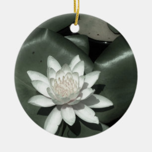 Ornement En Céramique white light  pink lotus water lily flower