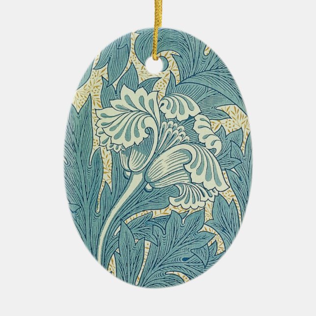 Ornement En Céramique William Morris Classique Tulipe Bleu Floral (Devant)