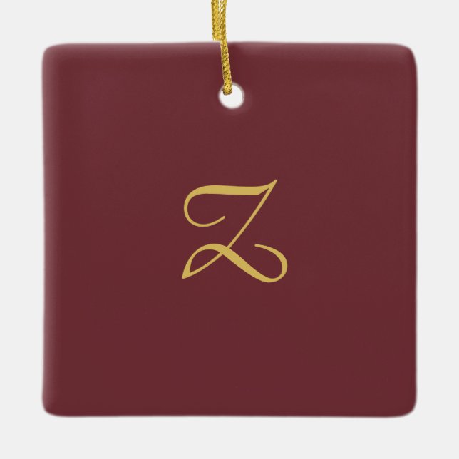 Ornement En Céramique Wine Gold Monogramme professionnel tendance modern (Devant)