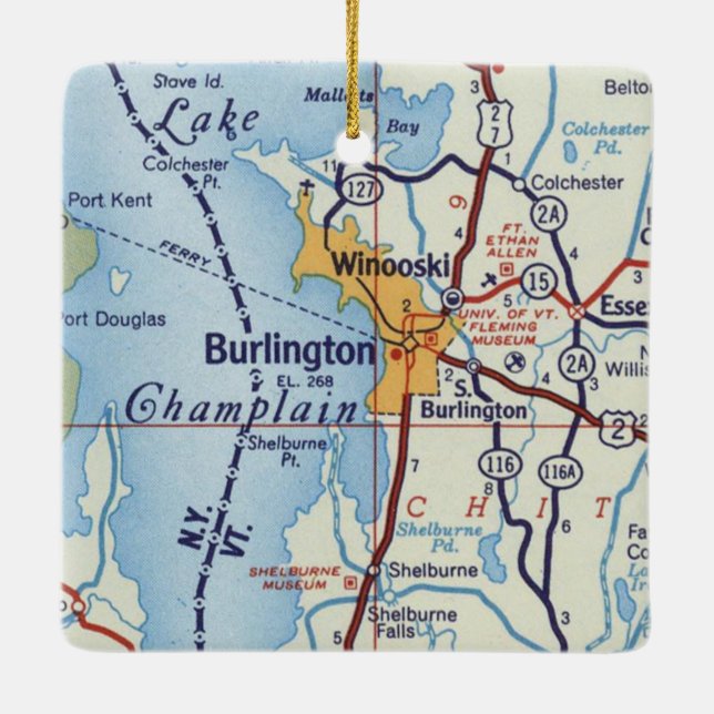 Ornement En Céramique Winooski Vermont et Burlington VT (Dos)