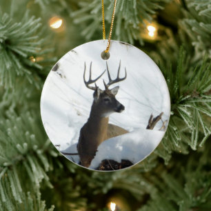 Ornement En Céramique Winter Whitetail Deer