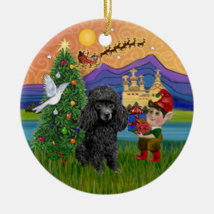 Ornement En Céramique Xmas Fantasy - Min. noir ou Toy Caniche