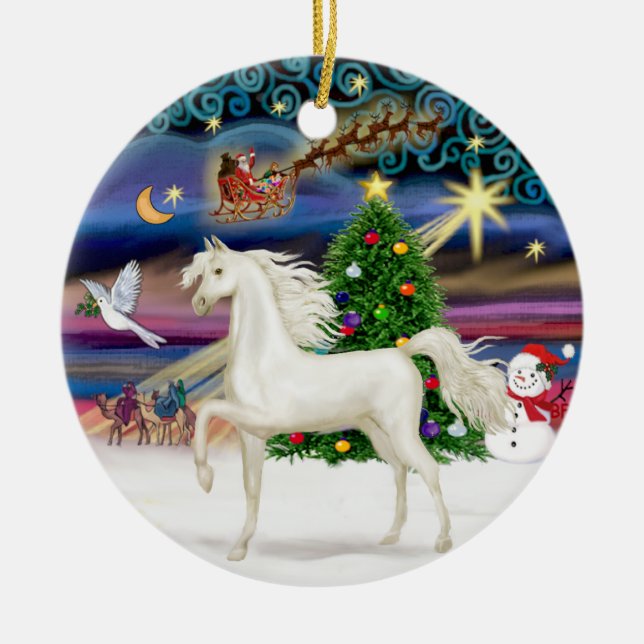 Ornement En Céramique Xmas Magaic - Cheval Arabe (blanc) (Devant)
