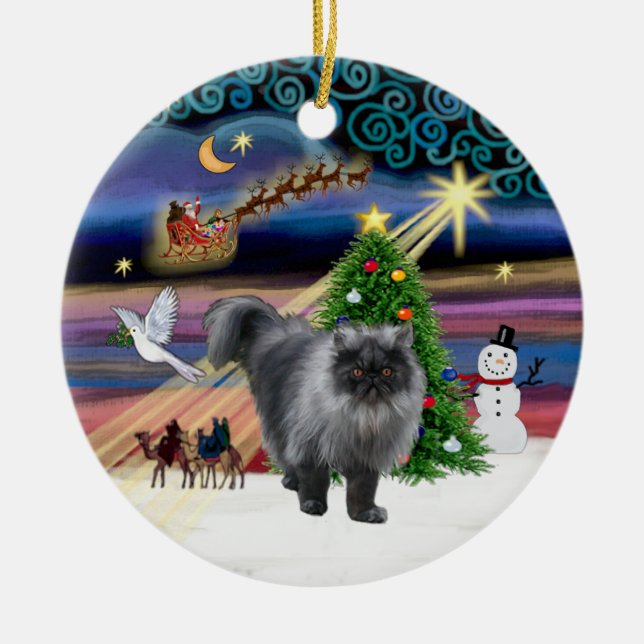 Ornement En Céramique Xmas Magic - Blue Smoke chat persan (Devant)