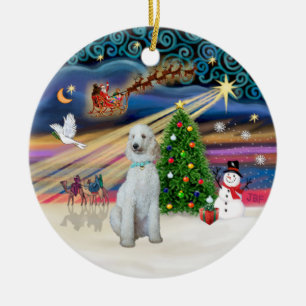 Ornement En Céramique Xmas Magic - Poodle standard (crème/blanc)