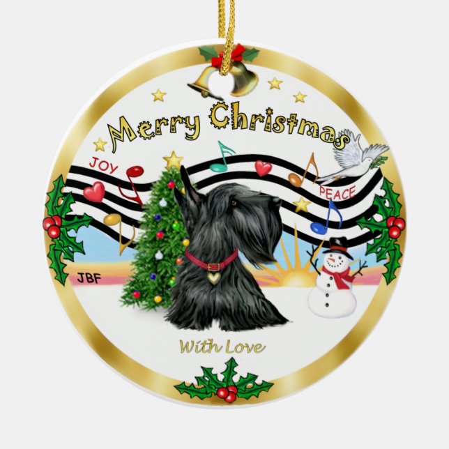 Ornement En Céramique Xmas Music 1 - Scottish Terrier (Devant)