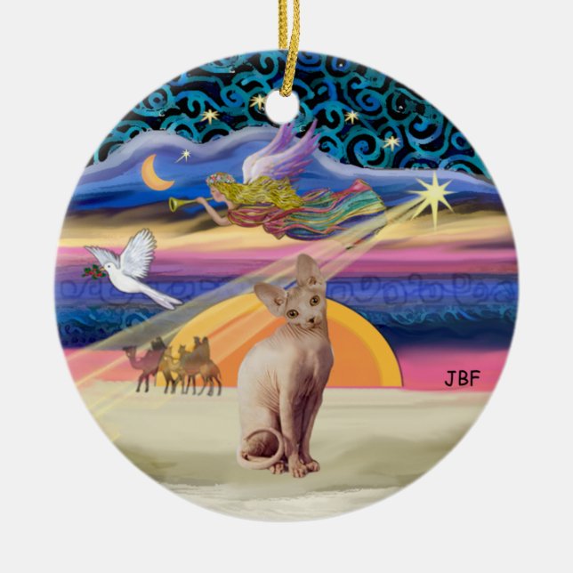 Ornement En Céramique Xmas Star - Sphynx cat (fawn) (Devant)