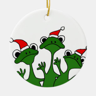 Ornement En Céramique XX bande dessinée de grenouilles d'arbre de Noël