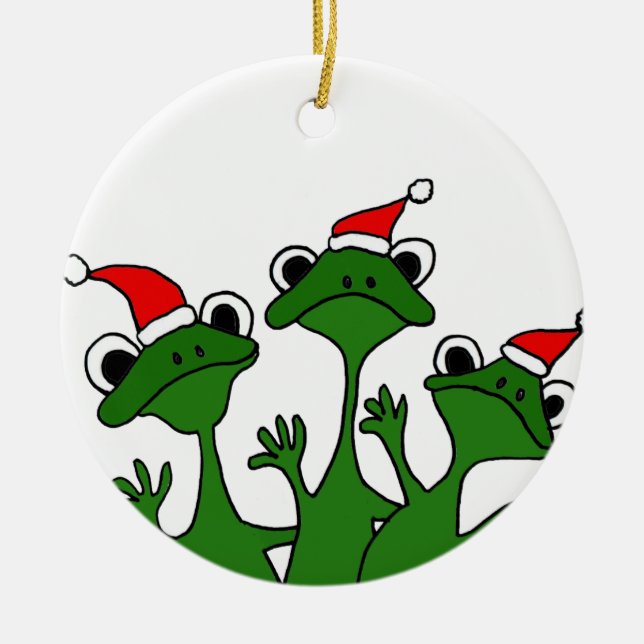 Ornement En Céramique XX bande dessinée de grenouilles d'arbre de Noël (Devant)