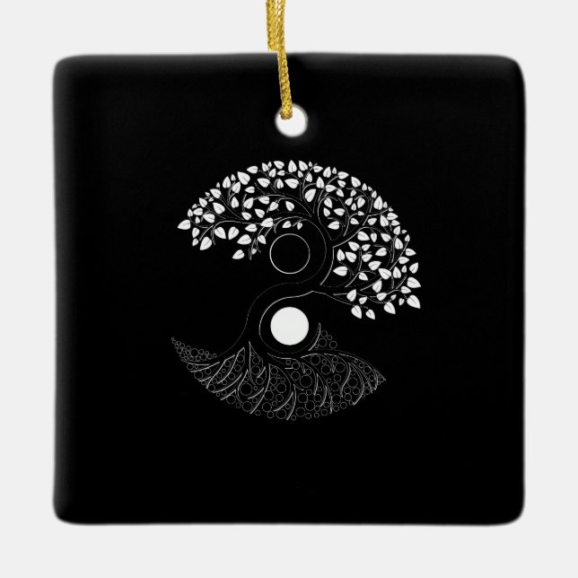 Ornement En Céramique Yin Yang Arbre de vie (Devant)